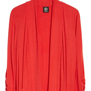 Bobeau Ruched Sleeve Cardigan
